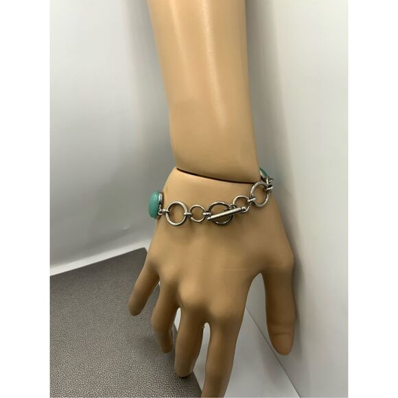 Amazonite Block and Toggle Clasp Bracelet in Stainless Steel - Picture 7 of 9